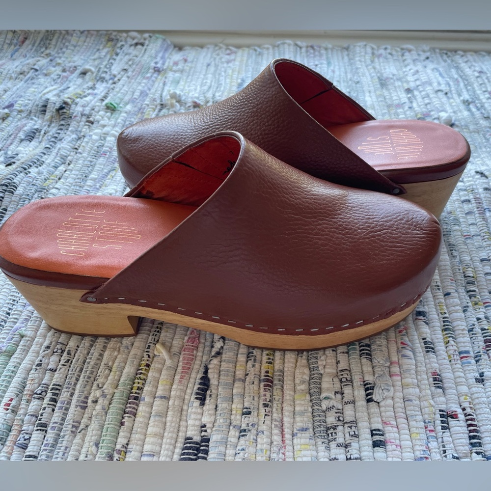 Charlotte Stone Martino Custom Terra Cotta Leather Clogs - size 7